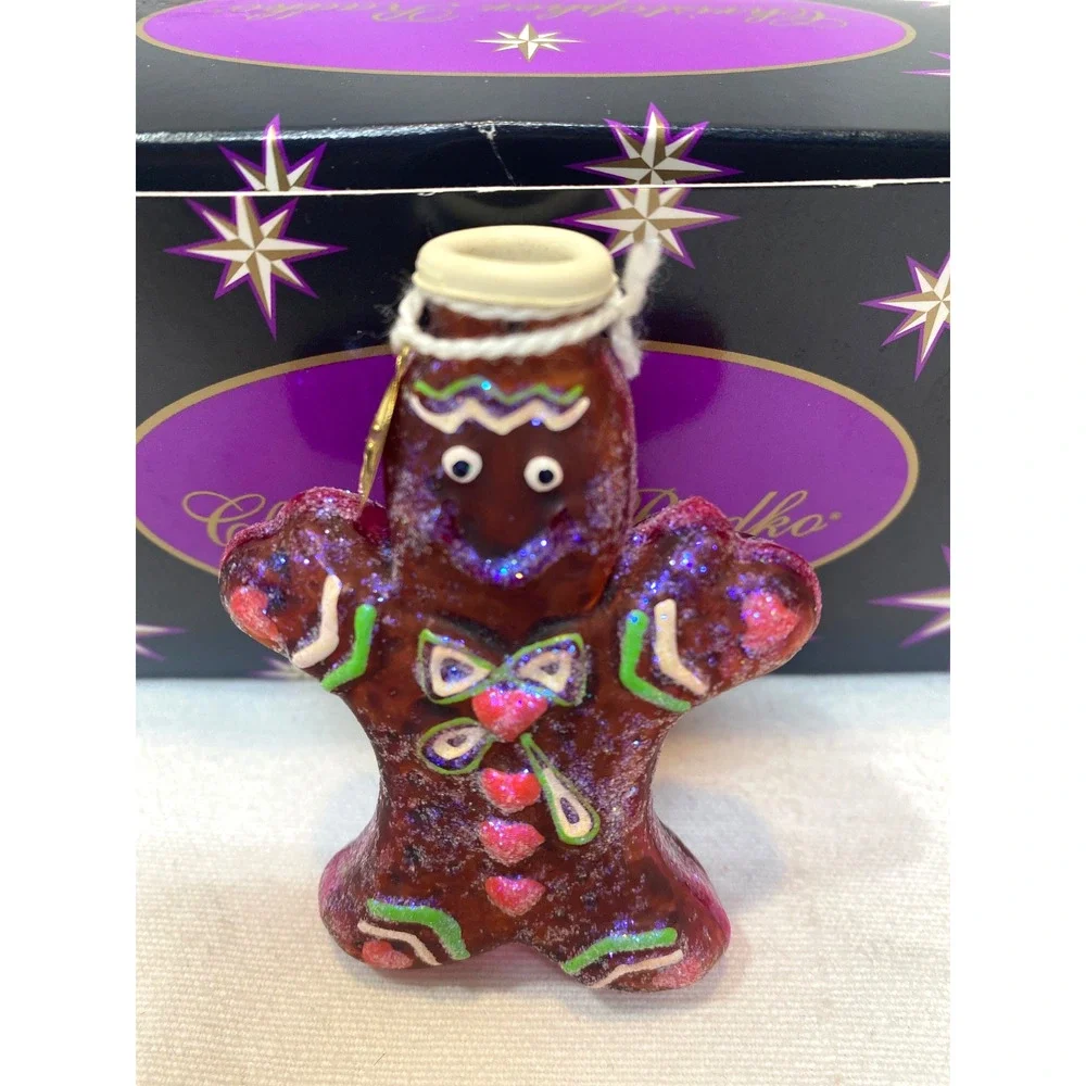 Retired Christopher Radko GINGERBREAD MAN Spice Glass Light Cover Ornament